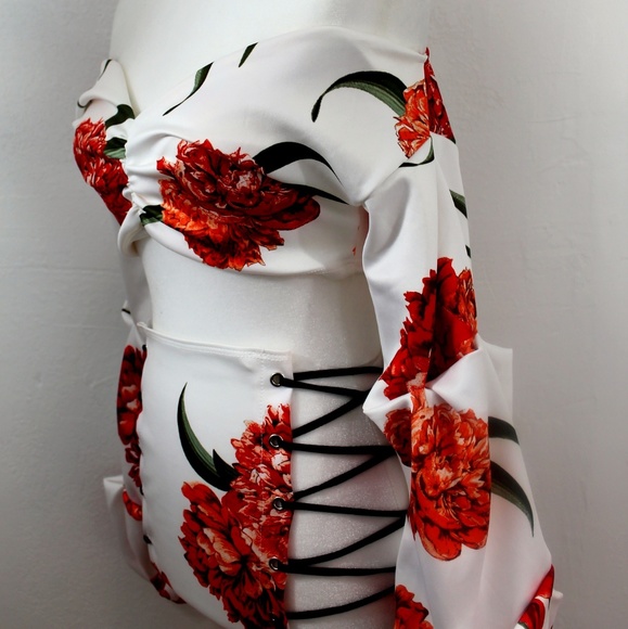 Two-Piece Flower Print Silk Top with Skirt Set - Picture 8 of 8